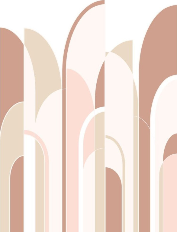Esta PhotowallXL Art Deco Arches Paneelitapetti, 1.50x2.79m, roosa