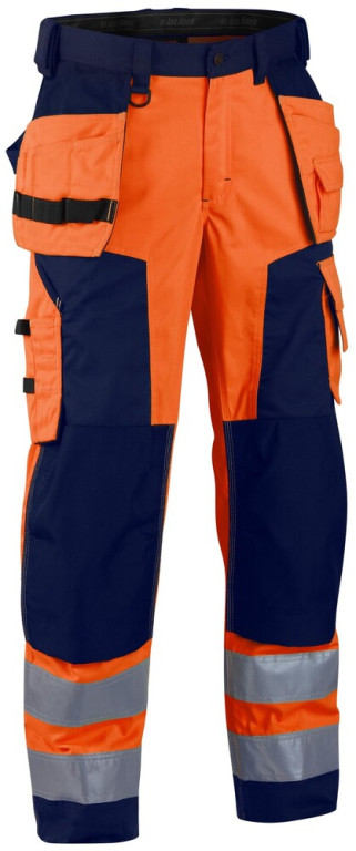 Blåkläder Softshell-riipputaskuhousut Highvis oranssi/sininen