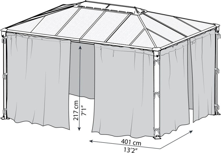 Palram-Canopia Paviljongin hyttysverhosetti Palermo 4300, harmaa |  